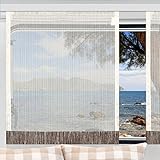 SeGaTeX home fashion Flächengardine Wohnwagenstore Maite Sekt-braun Caravan-Gardine mit Profilen Tunnelband (Höhe 60-80 cm, Breite wählbar)