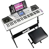 RockJam 61 Tasten Keyboard Klavierset mit Digitalklavierbank, Elektro-Klavierständer, Kopfhörern Klaviernoten-Sticker & Simply Piano Übung