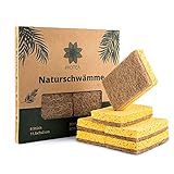 PROTEA biologisch abbaubarer Natur Schwamm Kokos Schrubber (6er Set) - Öko Küchenschwamm, Spülschwamm, Geschirrschwamm, Putzschwamm - kratzfrei, waschbar, wiederverwendbar, nachhaltig, plastik