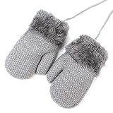 Baby-Fäustlinge 1 – 3 Jahre, Bambushandschuhe, dick, gestrickt, warm, Fleece, gefüttert, Handschuhe für Jungen und Mädchen, Skihandschuhe, weich, bequem, zum Aufhängen am Hals Gloves für W