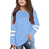 Tshirt Mädchen Rundhals Langarm Streifen Bluse Oberteile Basic Lose Tee Tops Casual Rundhals Shirt Hemd Bluse Female Teenager Mädchen Lang