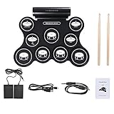 Schlagzeug Elektronische Lautsprecherausgang USBRoll Oben elektronisches Drum Set Praxis Drum Kit mit 9 Silikon-Pads Kopfhörer Sustain Pedale Drum Sticks Family Entertainment FDWFN