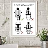 LLXXD Nordic Toilet Canvas Painting Abstrakte Wandkunst Leinwand Moderne Poster und Drucke Schwarz-Weiß-Wandbilder für Badezimmerdekoration-50x70cm （kein Rahmen）