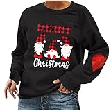 GFGHH Weihnachten Sweatshirt, Pullover Damen mit Schneeflocke Muster, Weihnachtspulli Rentier Drucken Christmas Vintage Langarmshirt Frauen Oberteile Rundhals Xmas Shirt Pulli Sport Top