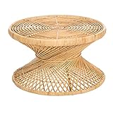 Couchtisch Handgefertigter Rattan-Couchtisch, beweglicher kreativer Beistelltisch Kleiner runder Tisch, kann im Wohnzimmer, Schlafzimmer, Balkon verwendet Werden(Size:61x40cm)