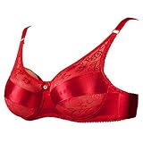Mayuber Pocket Bra to Hold Fake Boobs Silicone Breast Forms for Crossdressers Mastectomy Red Bra, 34