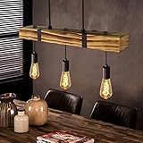 GBLY Pendelleuchte esstisch aus holz Vintage Hängelampe retro Esszimmerlampe in 61CM Holzbalken - 3 x E27 max. 25 Watt - Höhenverstellbar Industrial Pendellampe für Esszimmer Wohnzimmer Bar R