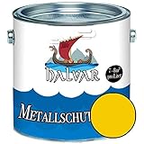 Halvar Metallschutzlack GLÄNZEND Gelb RAL 1000-1037 Metallfarbe besonders robuster Kunstharzlack Wetterbeständig & perfekter Langzeitschutz Metall (1 L, RAL 1021 Rapsgelb)