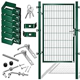 KESSER® Gartentor Premium Gartentür aus Metall verzinktem Stahl, Gartentür für Stabmattenzau Zauntor, Hoftor, inkl. Pfosten mit Schloss Türklinke und Schlüssel, 160 x 106cm Grü