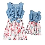 Mutter Und Tochter Kleid Allence Set, Baby Kleidung Partnerlook Mutter Tochter Familien Kleidung Mama und Kinder Mädchen Kleid Sommerkleid Tops Damen Shirtk