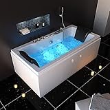 HOME DELUXE - Whirlpool - LAGUNA M PURE - Weiß, Maße: 180 x 90 x 55 cm - inkl. Radio, Heizung und Lichttherapie I Whirlwanne für 2 Personen, Indoor J