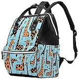 Stilvolle Handtasche, Wickeltasche, Laptop-Rucksack, Reiserucksack, wasserdichter Tagesrucksack für Damen und Herren, Cartoon-Giraffen-Herzmuster, Farbe1, O