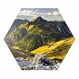 Hexagon Tapete - Berge und Tal der Lechtaler Alpen in Tirol, 108cm x 125cm, Vlies Selbstkleb