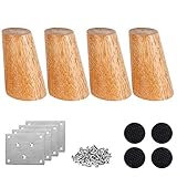 Nsiwem Möbelfüße 4 Stück holzfüße Füße für Möbel Holz Tischbeine 10cm Möbelbeine Schrankfüße Tischfuß Schräg mit Montageplatten, Schrauben und Filzgleiter 10 x 6 x 3,8 cm für Stühle Schrank S