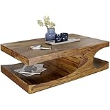FineBuy Couchtisch Massiv-Holz Sheesham 118 cm breit Wohnzimmer-Tisch Design dunkel-braun Landhaus-Stil Beistelltisch Natur-Produkt Wohnzimmermöbel Unikat modern Massivholzmöbel Echtholz rechteckig