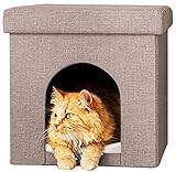 ne&no® Kuschelhocker für Katzen und kleine Hunde oder Welpen | sehr stabil | faltbar | Katzenbett | Katzenhöhle | Katzenhaus | Katzenkorb mit weichem Kissen| Sitz Hocker mit Polsterung