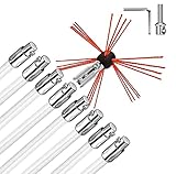 SKYWPOJU 26 Fuß Schornsteinfegerset, verchromtes Knopfverriegelungssystem, Schornsteinreinigungsset, Schornsteinbürste, Schornsteinreinigungswerkzeug, Schornsteinreinigungssy