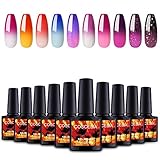 Saint-Acior 10 Farben Thermo Nagellack Gellack UV Farben Thermolack Gelnägel Farblacken LED Lack