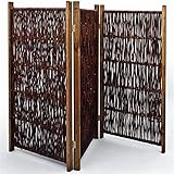 NOOR Paravent aus Weide Sichtschutz 120 x 180 cm I Garten-Weidenparavent mit starkem Kiefernholzrahmen I Faltbarer Balkonschutz zur einfachen Aufbewahrung