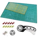 Schneidematte + Rollschneider + Ersatzklinge + Patchwork-Lineal + Stoffklammer (10 Stück) + Stecknadeln (40 Stück), 6tlg- Patchwork Set, Schneidematte S