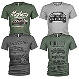 4er Pack Herren T-Shirt Ford Mustang mit Frontprint und Rundhalsausschnitt (L, Collection 9)