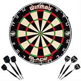 WINMAU Blade 5 Dart-Set Profi mit Turniermaß Blade 5 Scheibe und Dartshopper 6 Stück Steel Dartpfeile Set 23 Gramm, Dart Pfeile mit Metallsp