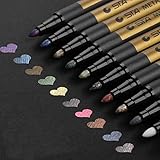 DealKits Premium Metallic Marker, 10 Farben Metallischen Stift Pens für Kartenherstellung DIY Fotoalbum Gästebuch Hochzeit Papier Glas Kunststoff Stein - MITTELBREITE Spitze (2 mm)