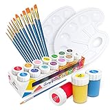 Tritart Acrylfarben Set für Kinder und Erwachsene mit 12 Pinsel und 2 Mischpaletten | 14er Acrylic Paint Set | Malset Akrylfarbenset Komplett Set für Papier & Holz | Acryl Farb