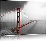 rote Golgen Gate Bridge in San Francisco schwarz/weiß Format: 120x80 auf Leinwand, XXL riesige Bilder fertig gerahmt mit Keilrahmen, Kunstdruck auf Wandbild mit Rahmen, günstiger als Gemälde oder Ölbild, kein Poster oder Plak