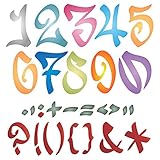 Stencils for Walls: 8,9 cm große Graffiti-Zahlen-Schablone, 30,5 x 30,5 cm (L) – Straßen-Graffiti-Zahlen, Satzzeichen, Straßen-Vandle-Stil, Alphabet-Buchstaben, Script-Schablonen für Malvorlag
