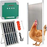 Agrarzone automatische Solar Hühnertür Hühnerklappe mit Schieber 30 x 40 cm | Türöffner Hühnerstall mit Zeitschaltuhr & Lichtsensor | 230V, Batterie & Solar | Hühnerstall-Tür für sichere Hühnerhaltung