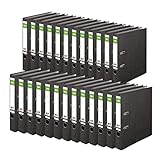 Original DINOR Ordner-Wolkenmarmor-Recycling - Made in Germany. 25er Pack 5 cm breit DIN A4 schwarz Aktenordner Briefordner Büroordner Pappordner Schlitzordner Grüner Balken Blauer Eng