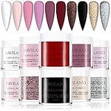 Saviland Acrylpulver Für Nägel - 10 Farben Acryl Nagelset Set Burgundy Series Professionelles Buntes für Acrylnägel Verlängerung Keine Nagellampe erforderlich Need acryl nagelset starterset komp