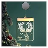 Weihnachtsbeleuchtung Fenster, Weihnachtsdeko Fensterbeleuchtung mit Saugnapf, Batteriebetriebene, Weihnachtsdekoration Licht für Outdoor Indoor Fenster Schlafzimmer (Elch)