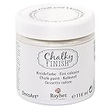 Rayher 38867102 Chalky Finish auf Wasser-Basis, Kreide-Farbe für Shabby-Chic-, Vintage- und Landhaus-Stil-Looks, 118 ml, weiß