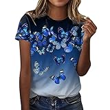 Activewear-Shirts & Blusen für Damen t-Shirts für Damen Tshirts Herren XXL Women's Casual Printed Short-Sleeved T-Shirt Top