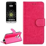 LG Fälle Für LG G5 / H850 / H830 Crazy Horse Textur Horizontal Flip Magnetic Snap Ledertasche mit einstellbaren Halter & Kartensteckplätze & Bilderrahmen & Geldbörse LG Fälle ( Farbe : Magenta )