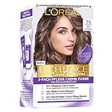 L'Oréal Paris Permanente Haarfarbe mit ultra kühlem Farbergebnis, 100% Grauhaarabdeckung, Set mit Coloration, Shampoo und Pflegecreme, Excellence Cool Creme, Nr. 7.11 Ultra kühles Mittelblond (Blond)