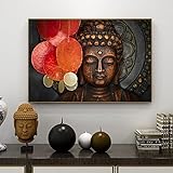 Wand Leinwand Malerei Buddha Poster und Drucke Wandkunst Bronze Buddha Geschnitzte Statue Bild für Wohnzimmer Dekoration 50x90cm (20''x35'') I