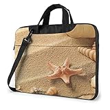 Hokdny Laptoptasche Stoßfeste Laptop Umhängetasche Strand Und Seesterne für Uni Arbeit Business Multifunktionale Laptoptasche 15.6 Z