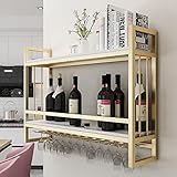 Weinregal aus Metall freistehend, 2-stufige Weinhalter-Display-Lagerregale mit Tischplatte, an der Wand befestigter schwimmender Weinregal-Organizer für das Home-Restaurant ( Size : 60x20x61cm )
