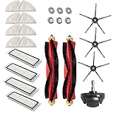 20-teiliges Set für Xiaomi Roborock S6 S60 S65 S5 MAX T6 Staubsauger Zubehör, 2 Rollenbürsten, 4 Filter, 4 Wischtücher, 3 Seitenbürsten, 6 Wasserkern, 1 R