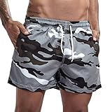 Yowablo Badeshorts für Herren Badehose Schwimmhose Badebekleidung Laufen Surfen Sport Strand Camouflage Shorts Trunks Board Pants (L,26Grau)