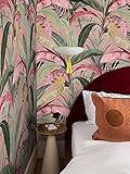 Tapete Bananen Pflanzen, Rosa ​(Gesamtfläche 5,5 m2, 8 Papierbögen: 70 x 100 cm) Floral + Dschungel Wandtapete, Fototapete Blumen Wald Wandpapier Wallpaper Schlafzimmer W
