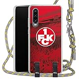 DeinDesign Carry Case kompatibel mit Huawei P30 Hülle mit Kordel aus Stoff Handykette zum Umhängen Grey-Illuminated Offizielles Lizenzprodukt 1. FCK 1. FC