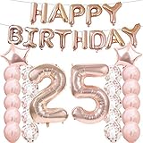 Partyzubehör zum 25. Geburtstag, Luftballons zum 25. Geburtstag, aus Rose-Gold, Zahl 25, Mylar-Ballon, Latex-Ballon-Dekoration, tolles süßes Geschenk zum 25. Geburtstag für Mädchen, Foto-R