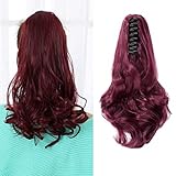 Cybelleza Clip in Ponytail Extensions Zopf Haarteil Claw Pferdeschwanz Haarverlängerung wie Echthaar Gewellt Lockig Kunsthaare Lang Haar Hitzebeständig, W