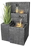 Arnusa Springbrunnen Grada Bepflanzbar mit LED Beleuchtung, Wasserfall Gartenbrunnen Kaskade Terrassenb