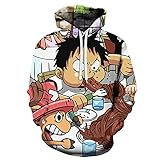 Unisex-Hoodies einteiliger 3D Anime Hoodie, japanischer Anime-Druck-Pullover-Sweatshirt mit Känguru Cosplay-Jumper-Tops, Pullover-Manteljacke Tops Sportswear Sweatsh Style 1-XXL