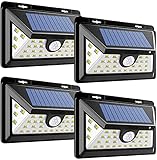 4pcs 34 LED Solarleuchten Weitwinkel LED Solarwandleuchte Outdoor Solarbetriebene Außenleuchte Wandleuchte Energiesparend Wasserdicht 3 Modi Sicherheitsbewegungssensor Licht für Garten, Terrasse,